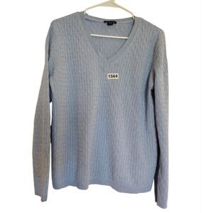 Tommy‎ Hilfiger Women's Knit V-Neck  Pull Over Sweater  XL Junior Baby Blue